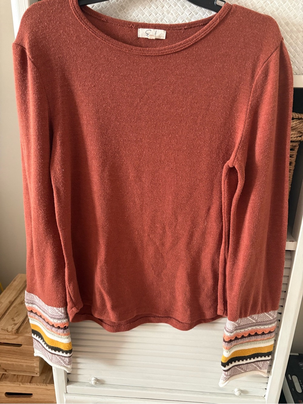 easel Rust Knit Crewneck Sweater